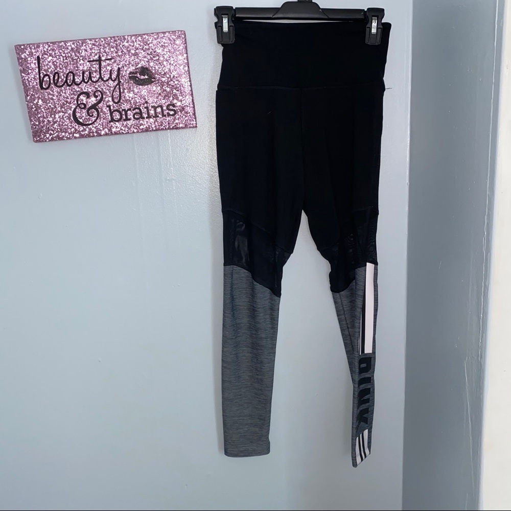 VS PINK Black and Gray Mesh Leggings